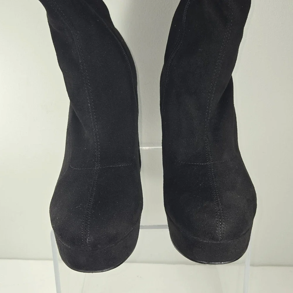Madden Girl Orchidd Black Fabric Platform Block Heel Ankle Boots Womens‎ 10M
